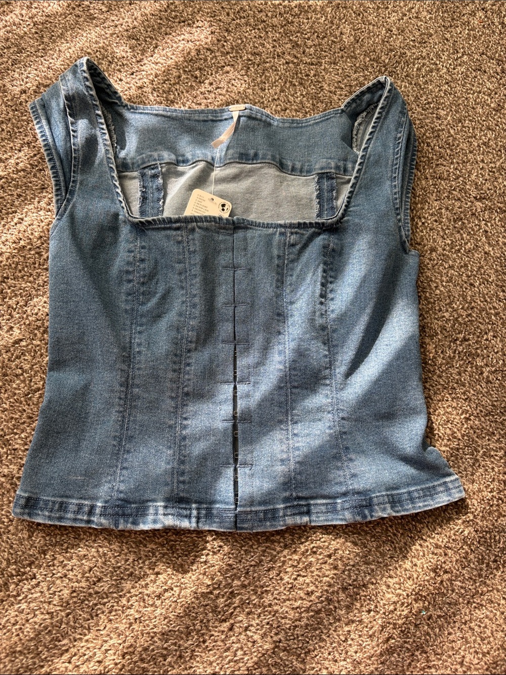 Free People Denim Corset Tank in Light Blue